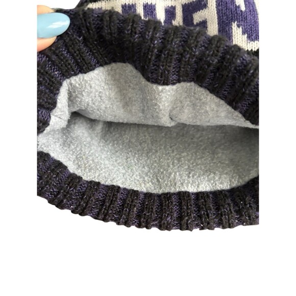 Baltimore Ravens Winter Knit Hat Thermal Fleece Lined Pom Cuffed Beanie Youth - Picture 4 of 5